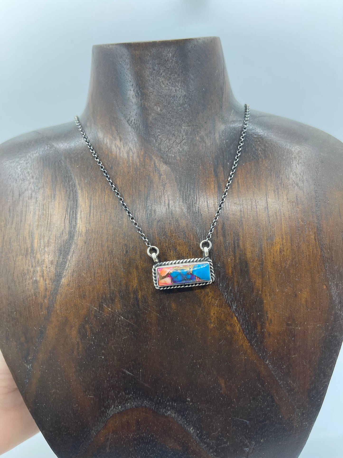 Spiney Turquoise Bar Necklace by Donovan Skeets ,Navajo