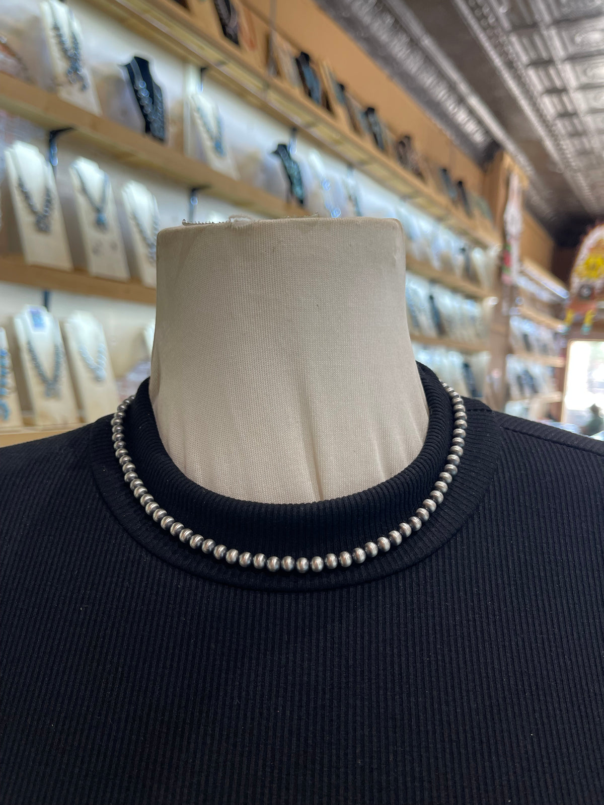 18” 5mm Navajo Style Pearls Strung by Louise Joe, Navajo