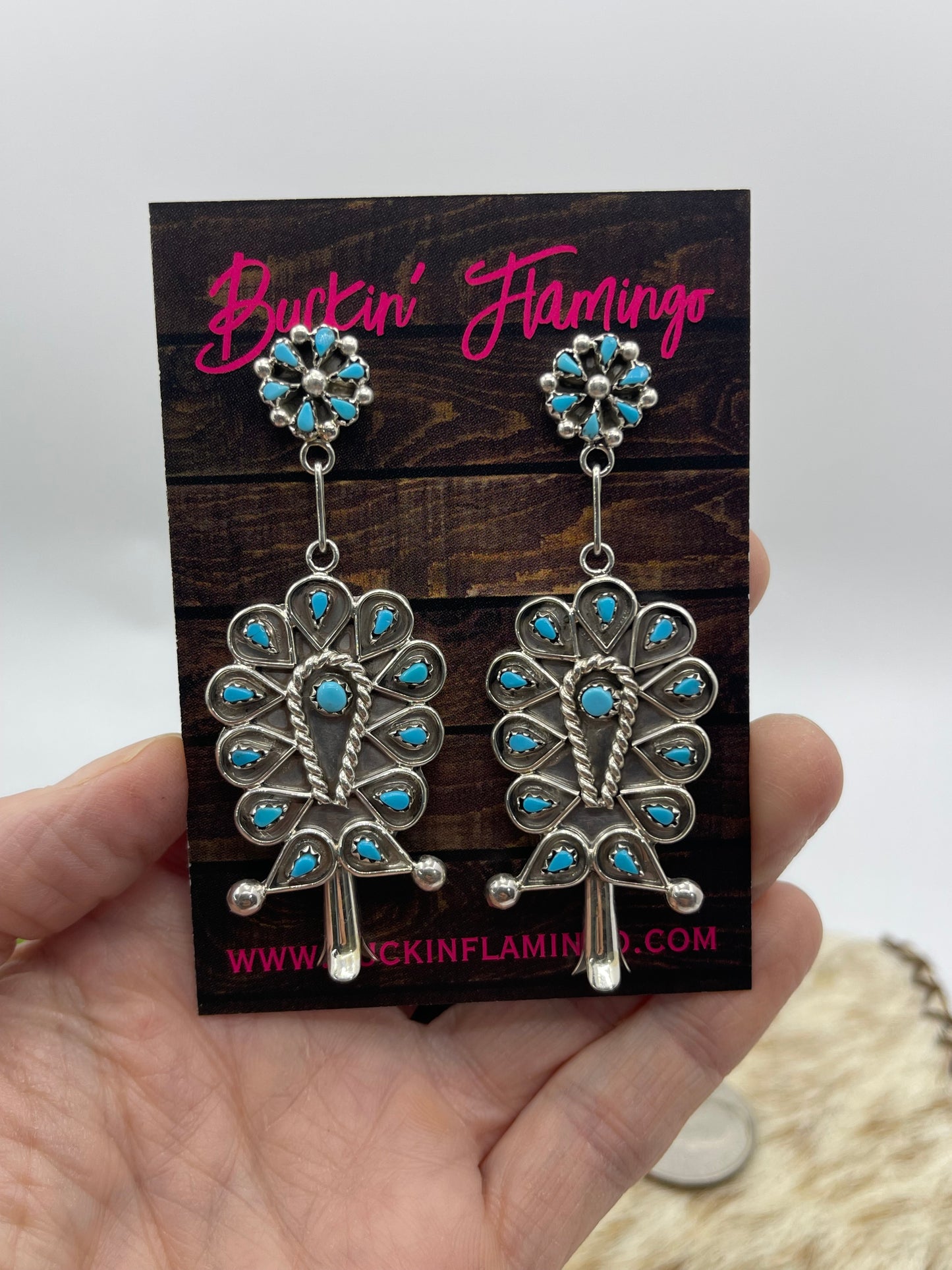 Fancy Blossom Dangle Earrings With Cluster Post by Tricia Leekity, Zuni