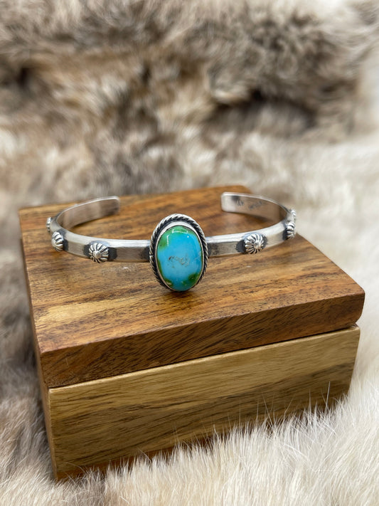 Sonoran Gold Turquoise Cuff by Samuel Yellowhair, Navajo