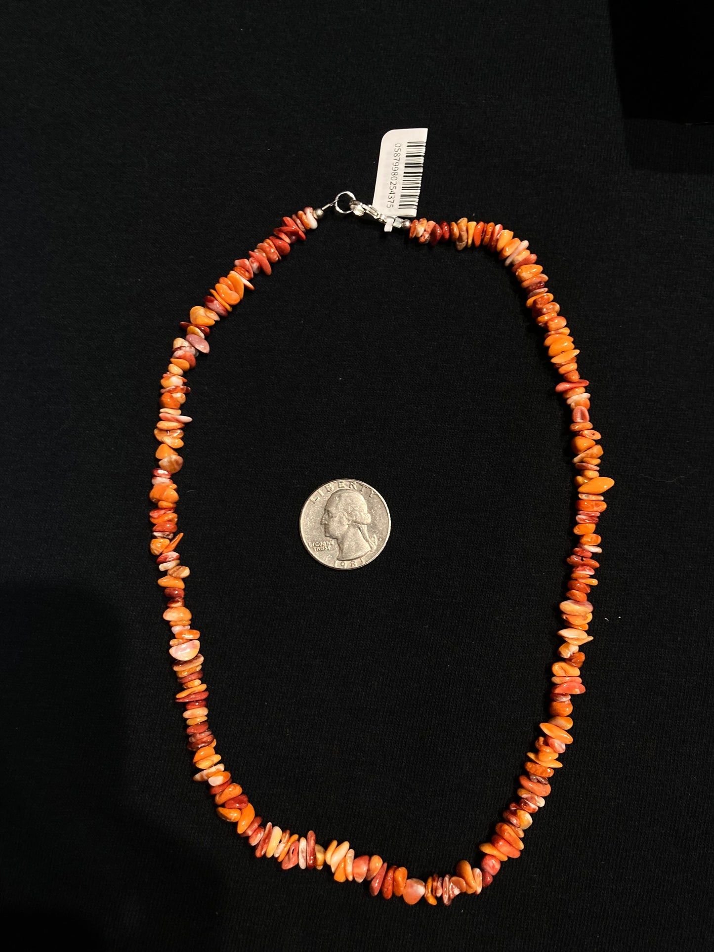 16" orange Spiny Oyster Shell Nugget Necklace