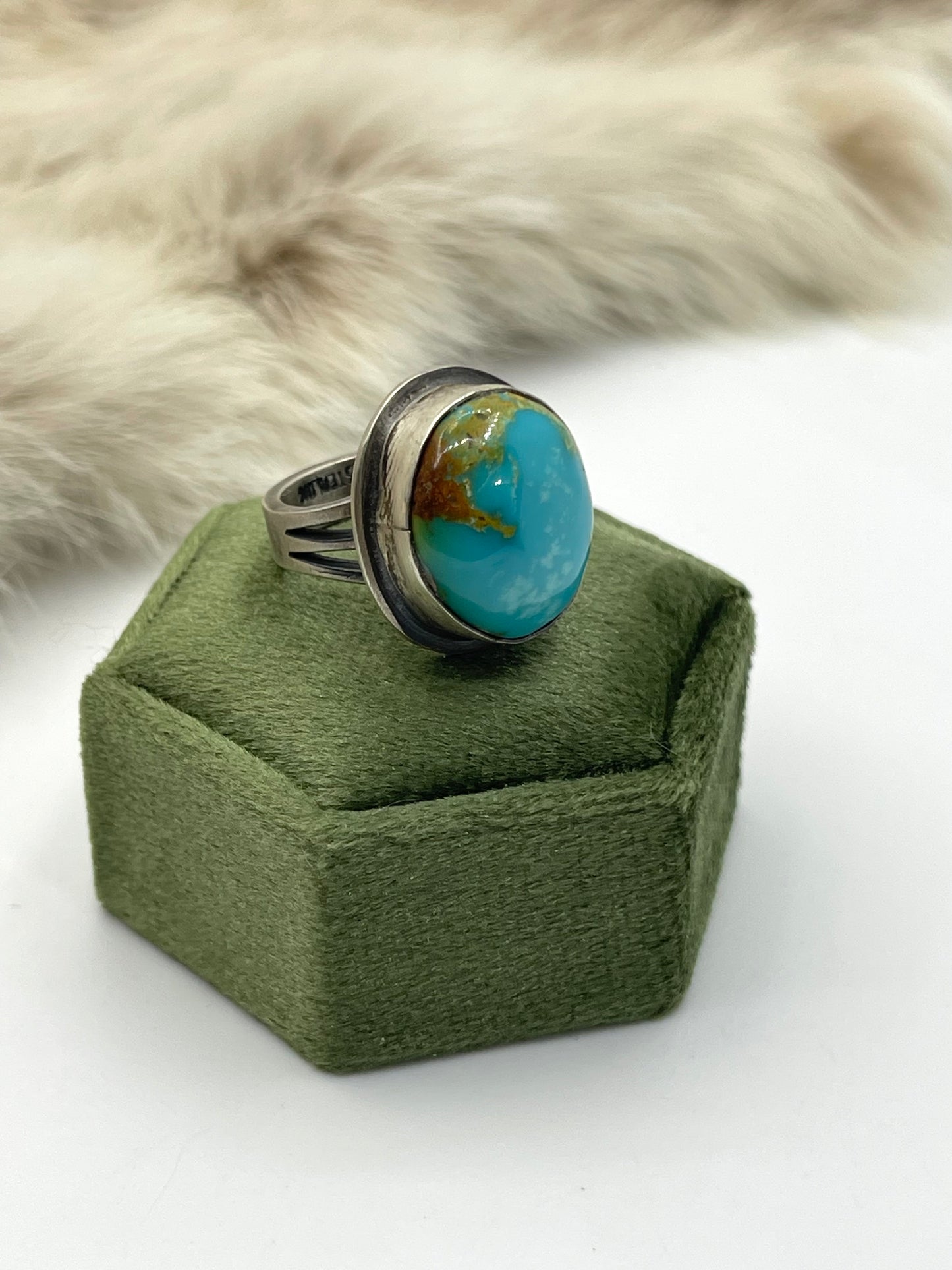 5.5 Cripple Creek Turquoise Oval Ring
