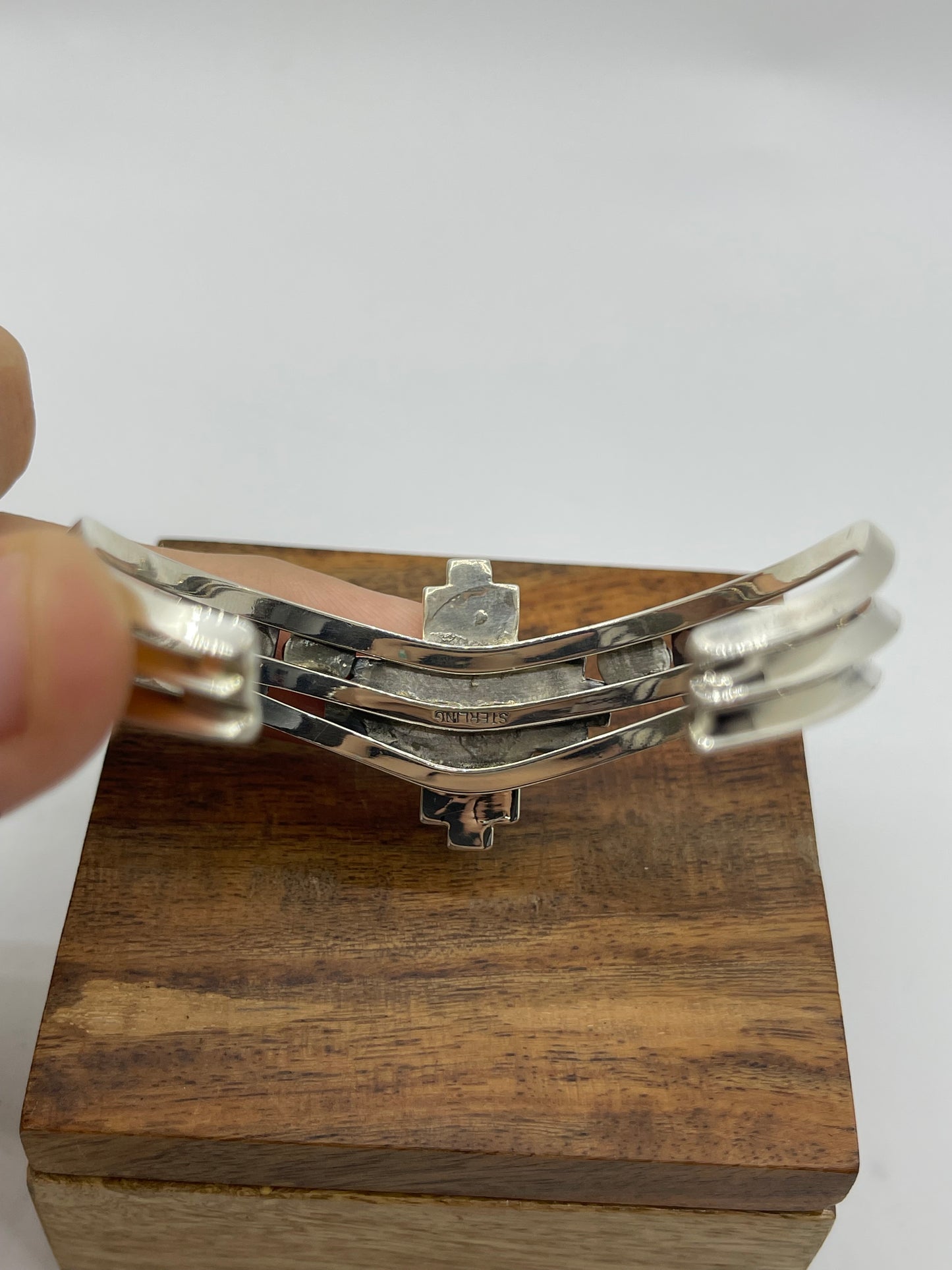 6”-6.5” 2 Stone Turquoise with Zia Symbol Cuff by Mike Smith, Navajo