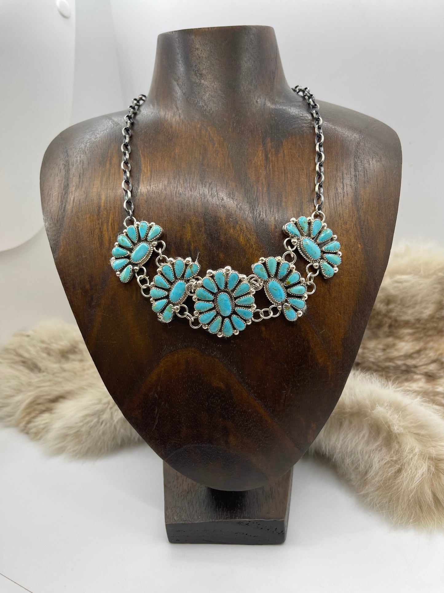17" & Shorter Cluster Choker Necklace by Alicia Wilson, Navajo