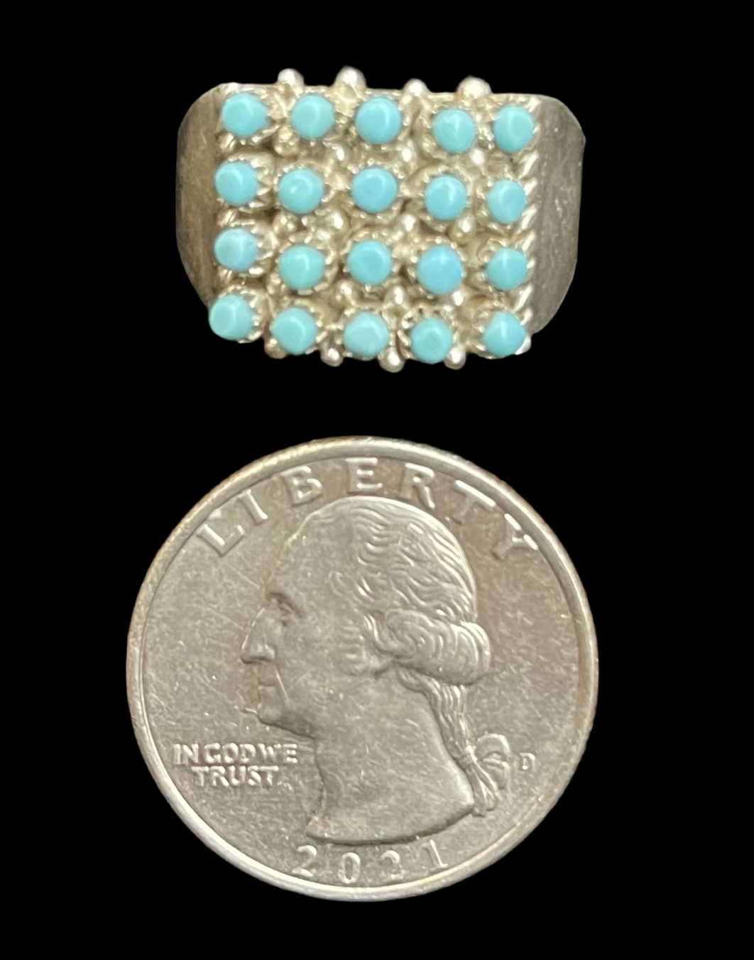 8.0 Petit Point Turquoise Ring by April Haloo, Zuni