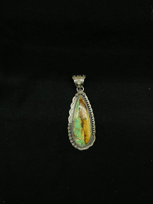 Mantis Turquoise Teardrop Pendant with a 11.5mm Bale by Gilbert Platero, Navajo