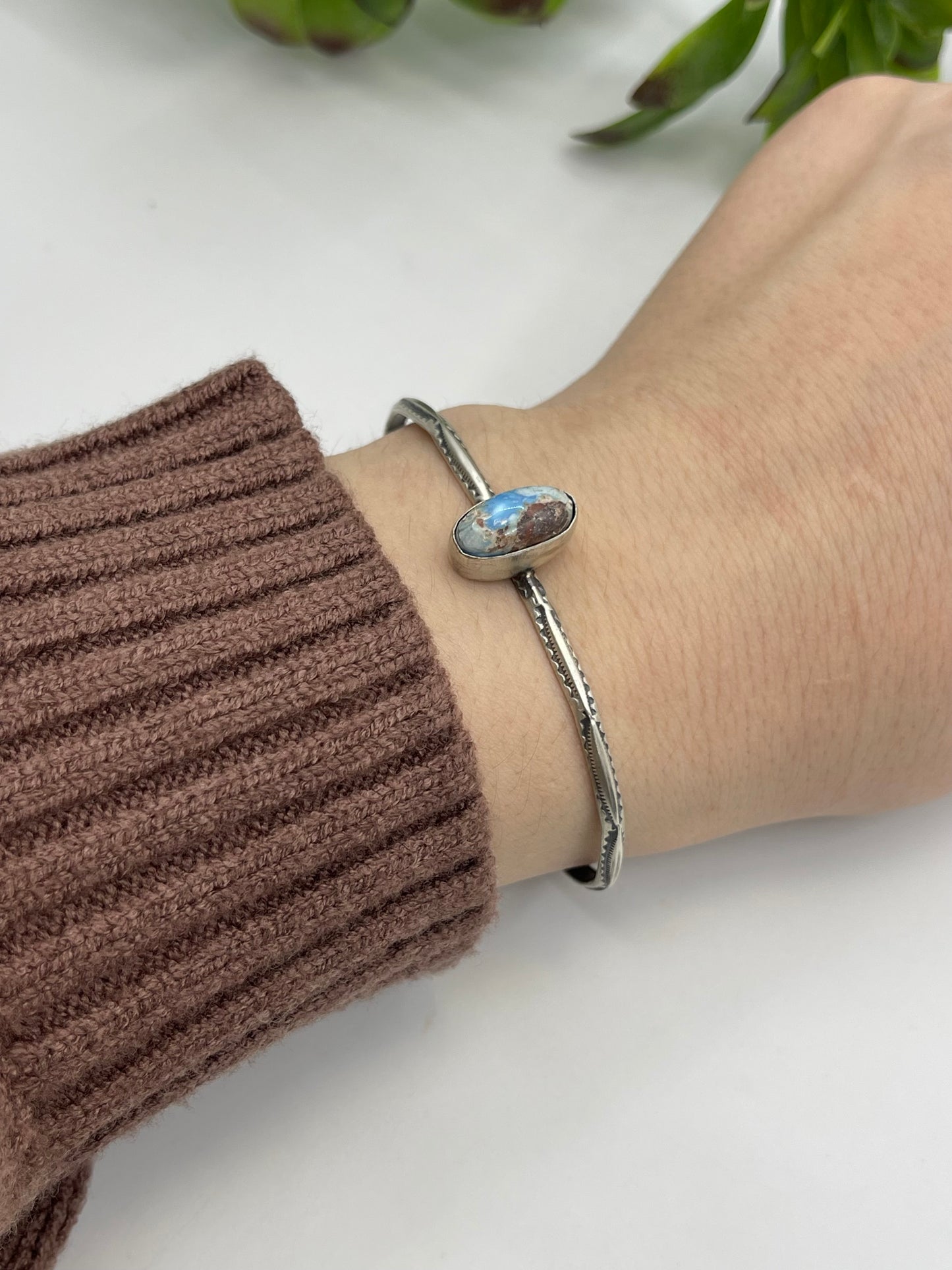 5.5" - 7" Golden Hills Turquoise Oval Stone Cuff