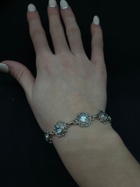 6"-7 1/4" Blue Topaz Bracelet by Charlene Yazzie, Navajo
