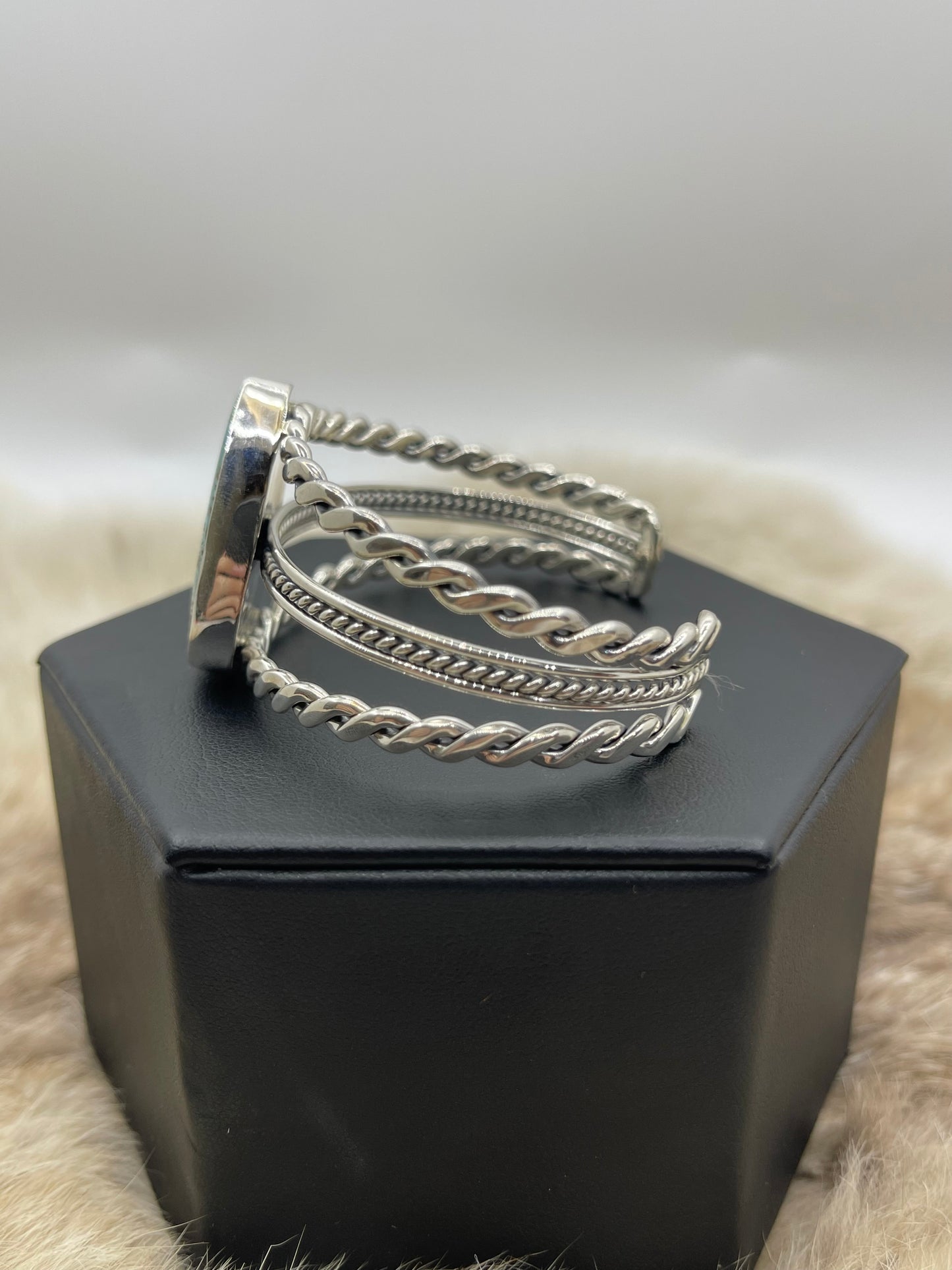 5.25"-7" Teardrop Cripple Creek Turquoise Cuff by Ray Tom, Navajo