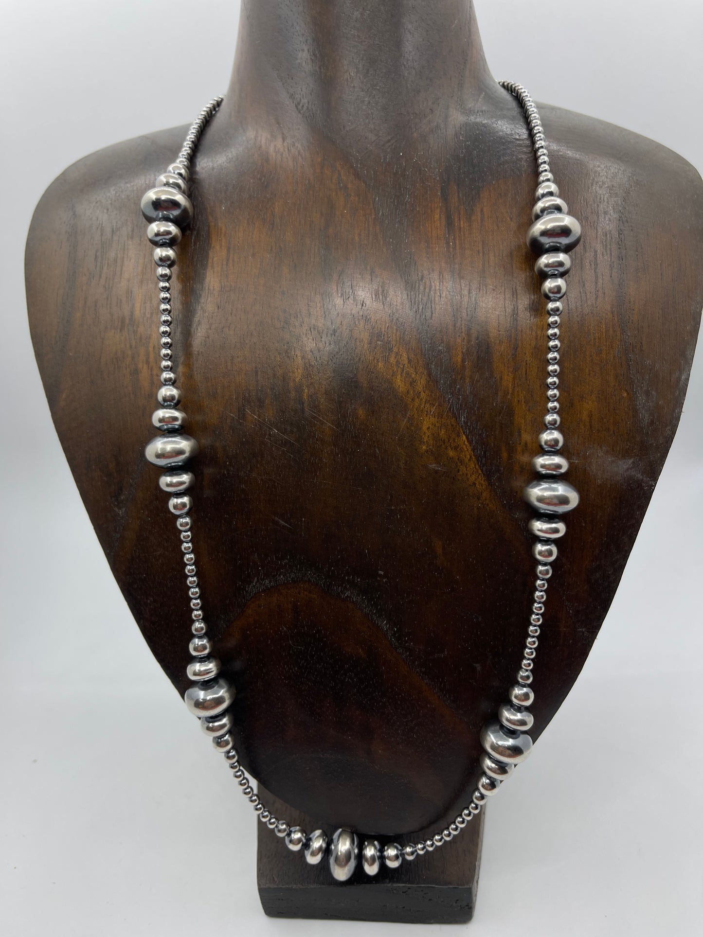 24" 3mm-14mm Navajo Rondelle Pearls Necklace