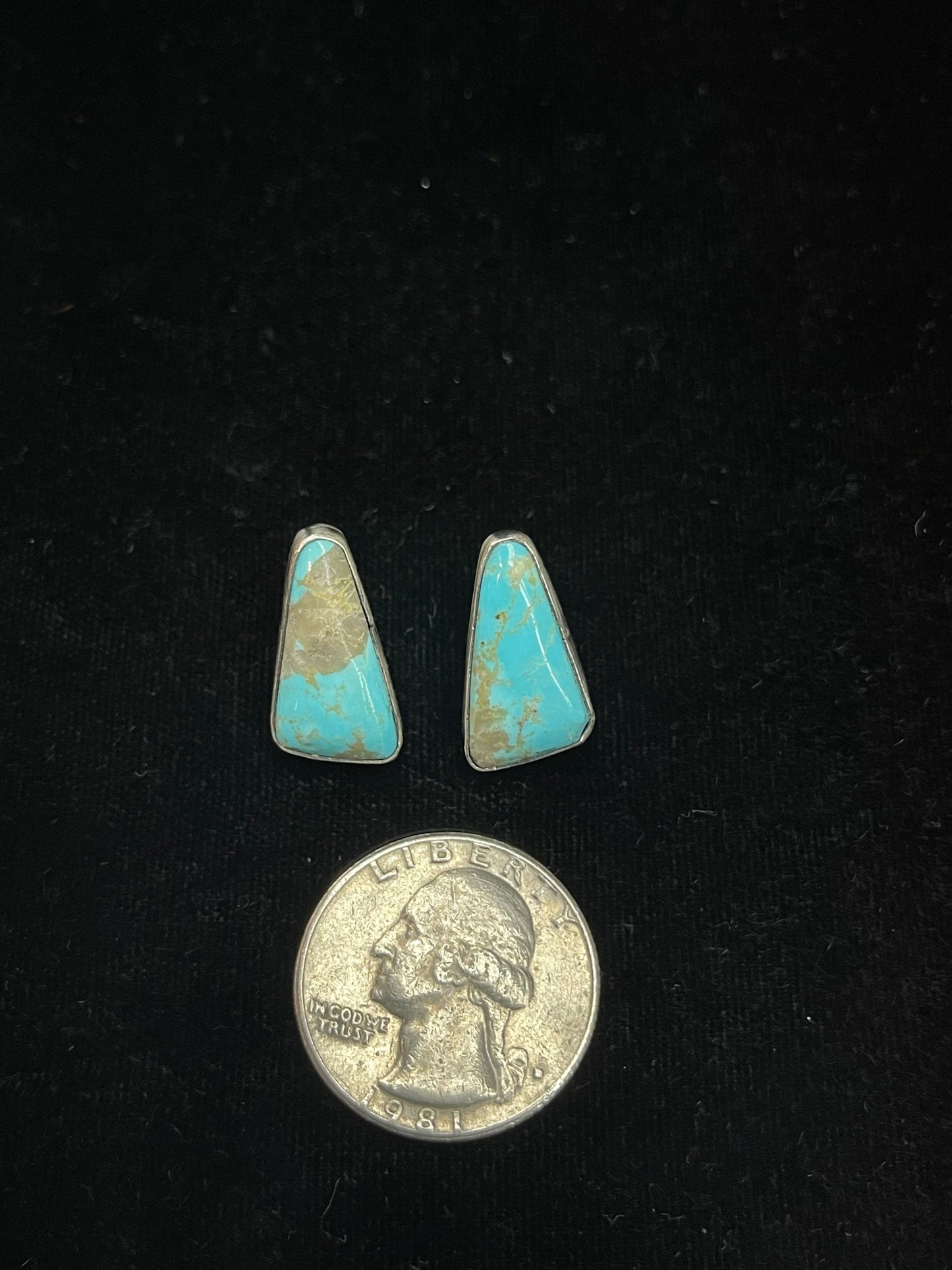 Kingman Turquoise Post Earrings by Sheryl Kee, Navajo