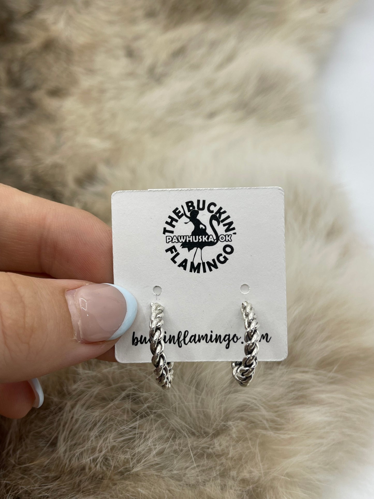 Small Braided Hoop Earrings by Elaine Tahe, Navajo