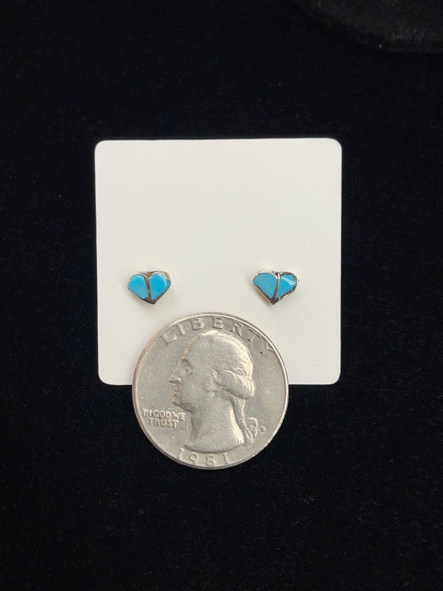 5.0 Turquoise Inlay Heart Ring with Matching Post Earrings