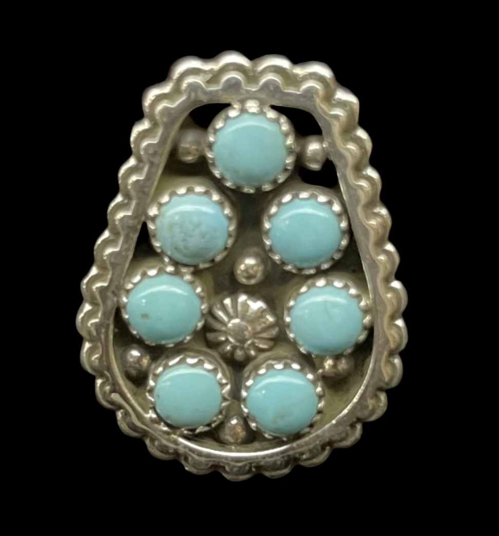 7.0 Sleeping Beauty Turquoise Ring by Kenny Lonjose, Navajo