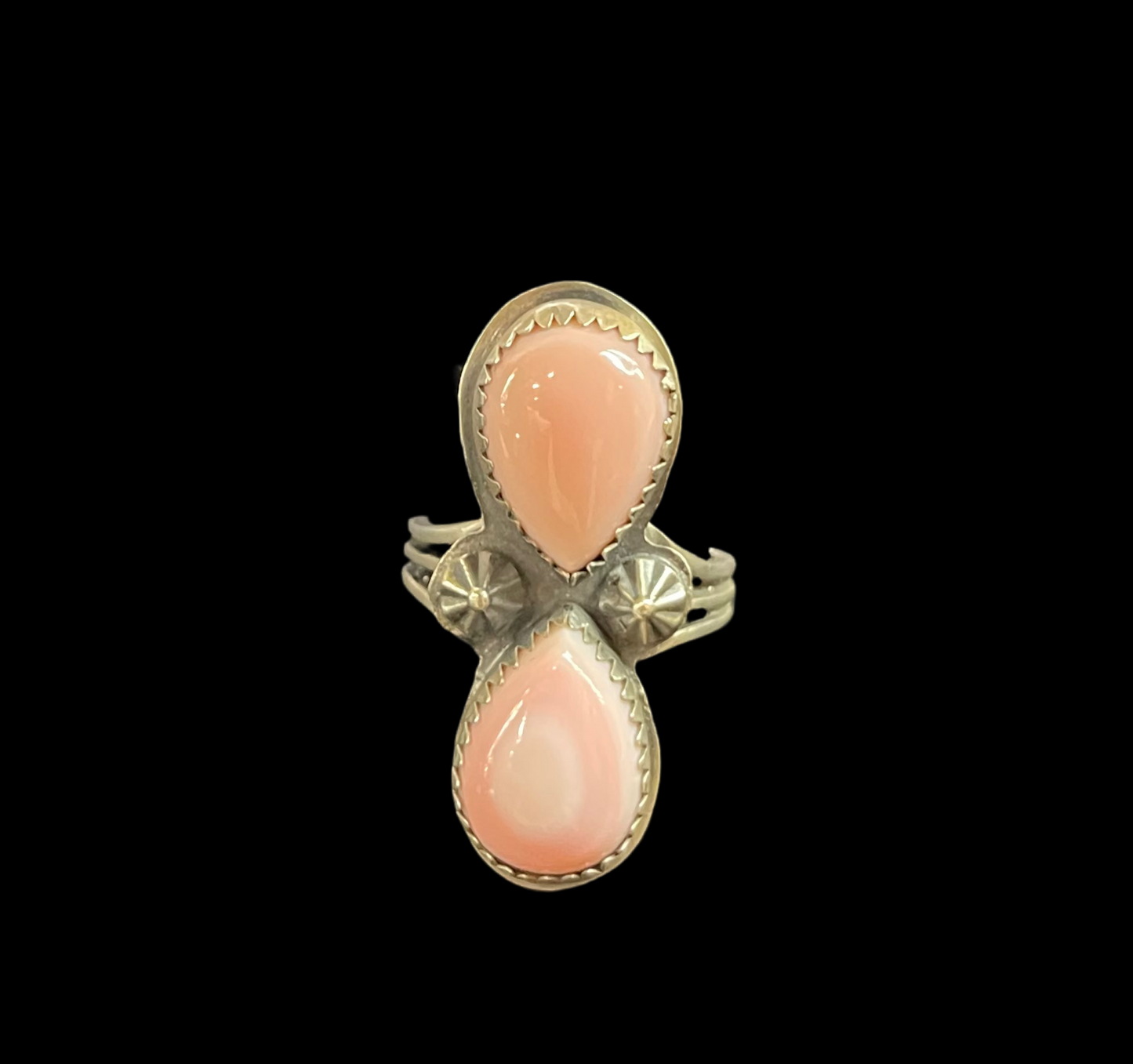 6.0 Pink Conch Shell Two-Stone Ring