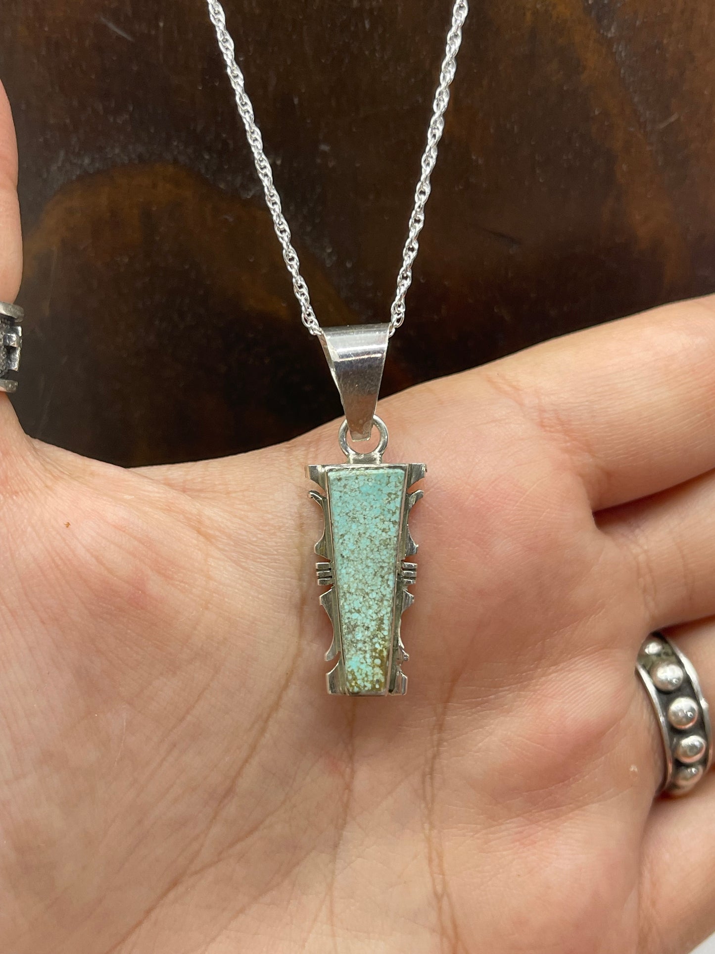 Inlay #8 Turquoise Pendant on 18" Chain by Steve Francisco, Navajo