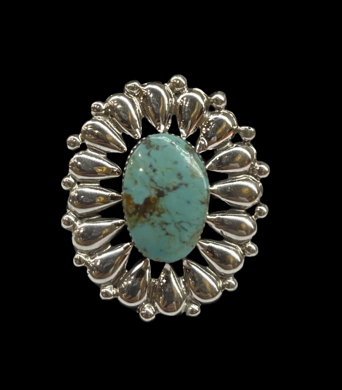 11.0 Kingman Turquoise Ring by Charlene Yazzie, Navajo