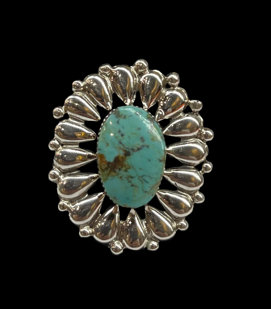 11.0 Kingman Turquoise Ring by Charlene Yazzie, Navajo