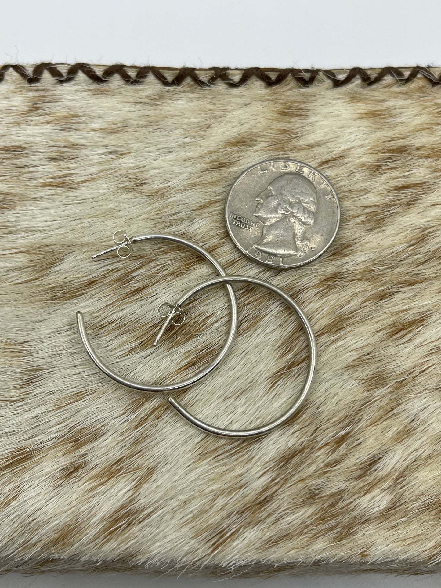 Plain Sterling Silver Half Hoop Post Earrings by Elaine Tahe, Navajo