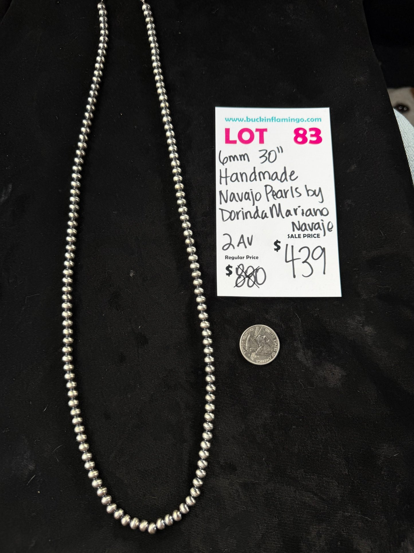 LOT 83 8/9 6mm 30" Handmade Navajo Pearls by Dorinda Mariano, Navajo