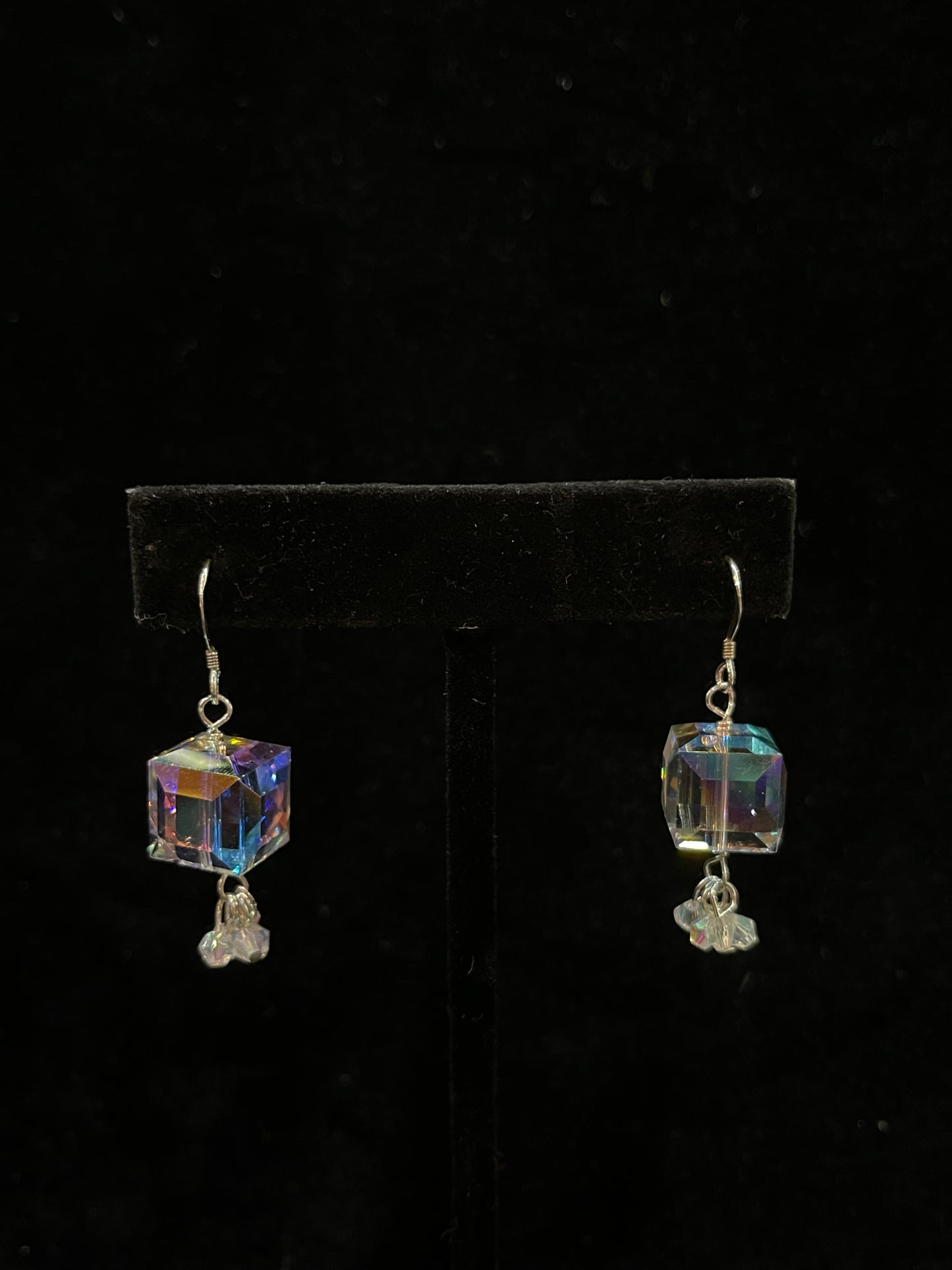 Cube Swarovski Crystal Dangle Earrings