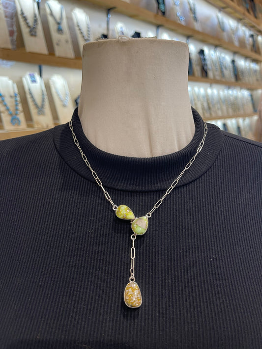 18" 3 Stone Palomino Turquoise Necklace