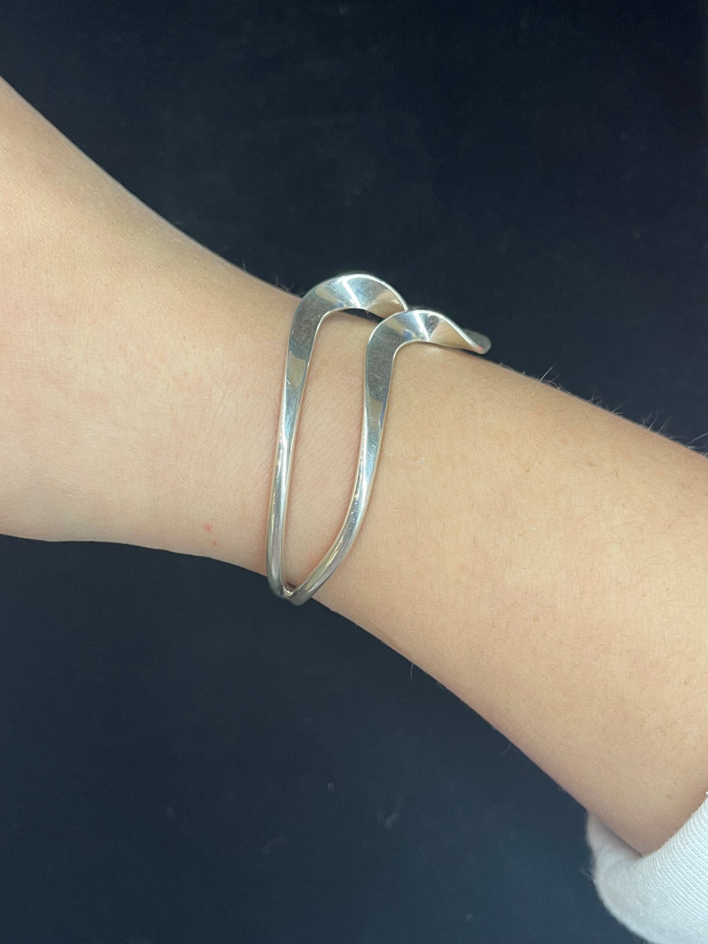 5 1/4- 6 1/2" Sterling Silver Cuff by Elaine Tahe, Navajo