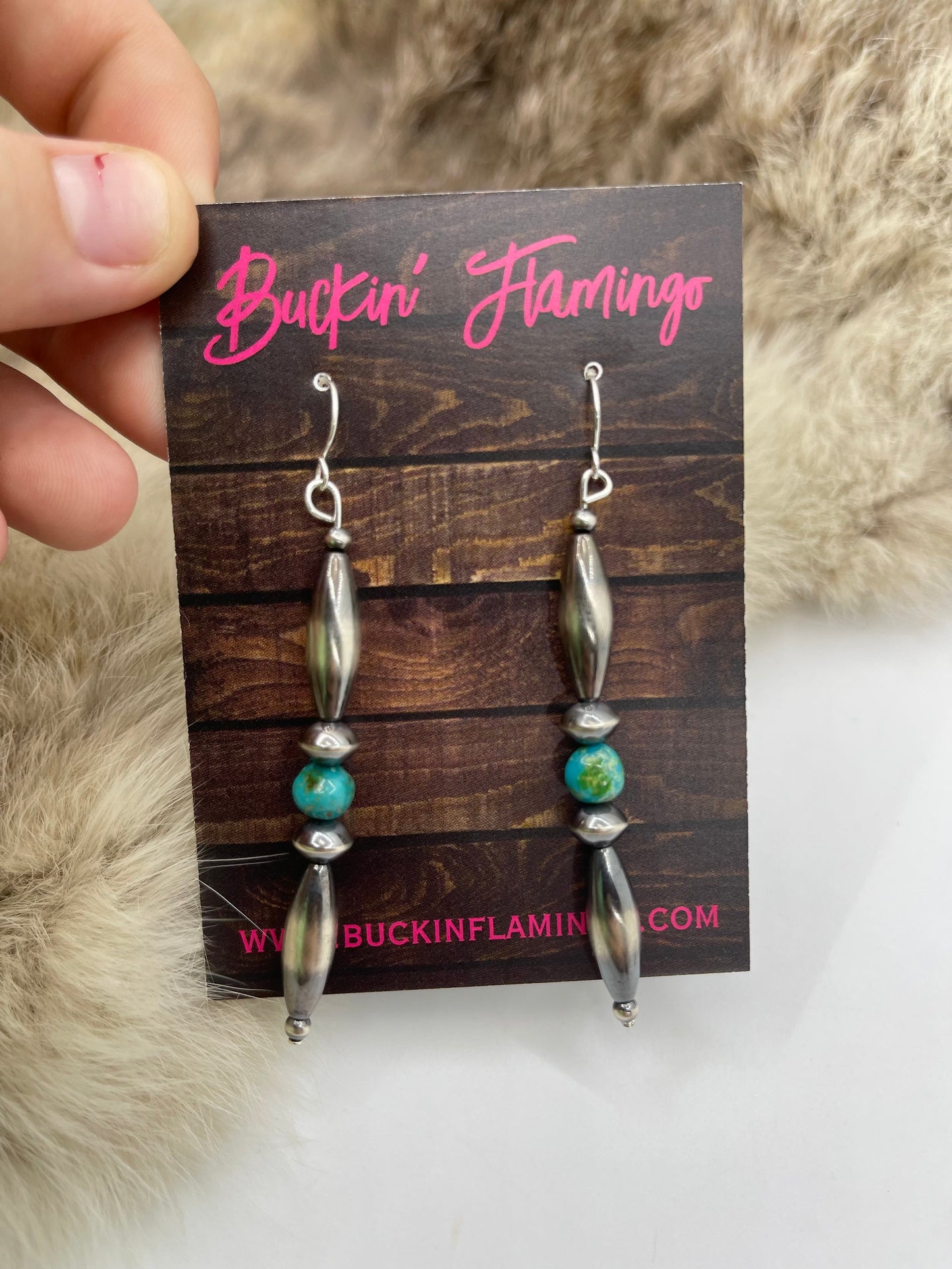 Torpedo Navajo Style Pearls with Sonoran Turquoise Earrings