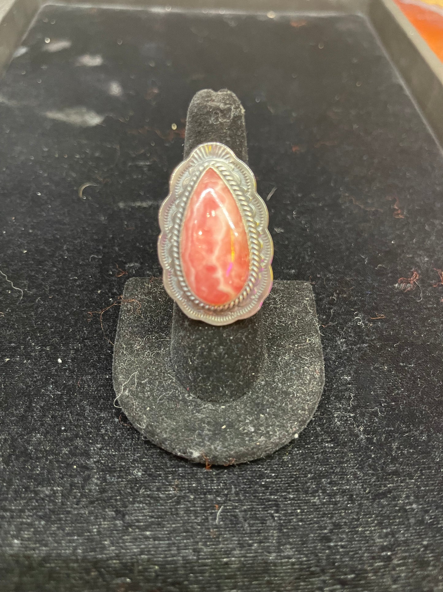 8.0 Rhodochrosite Tear Drop Ring