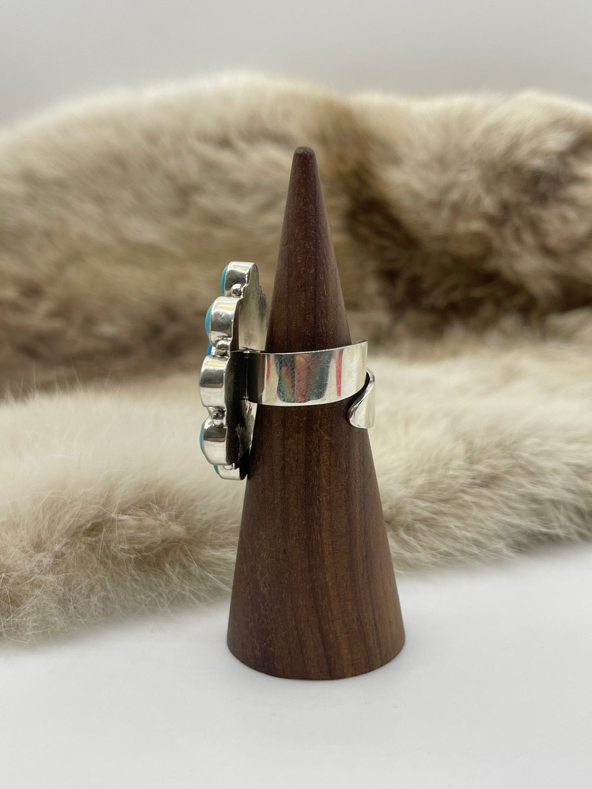6.0 & Up Kingman Turquoise Adjustable Ring