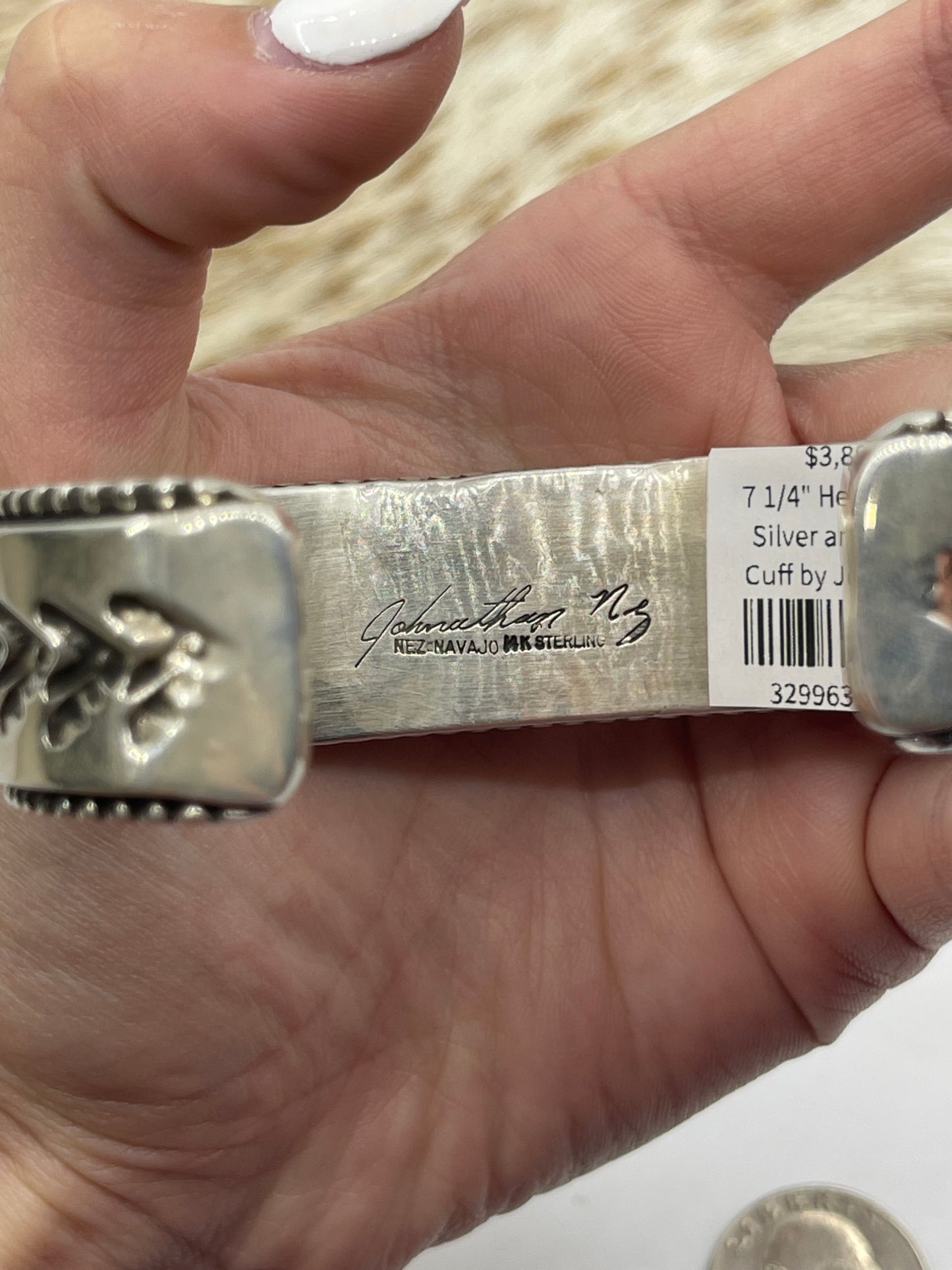 7 1/4" Heavy Sterling Silver and 14k Gold Cuff by Johnathan Nez, Navajo