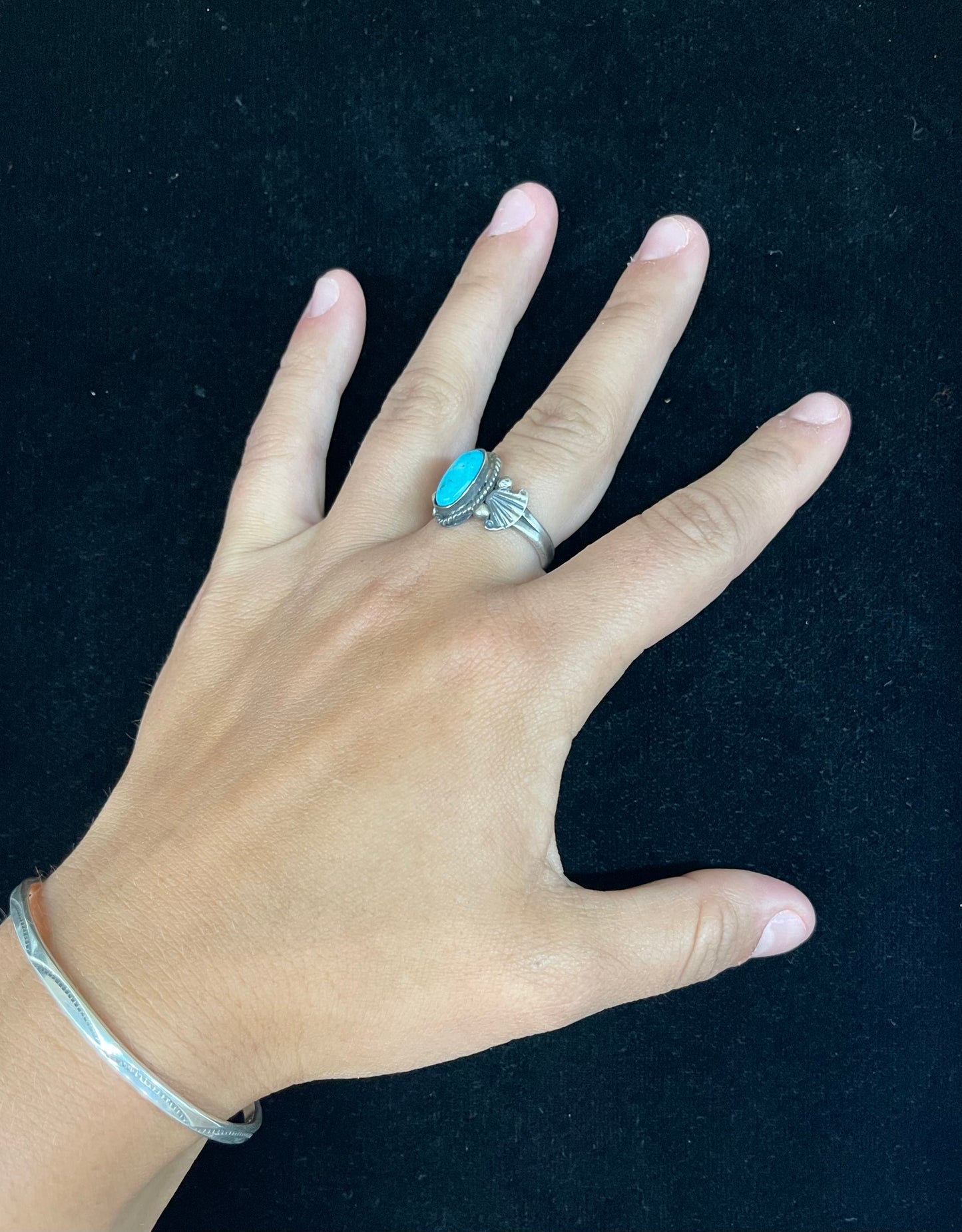 Kingman Turquoise Ring by Alice Sanders, Navajo