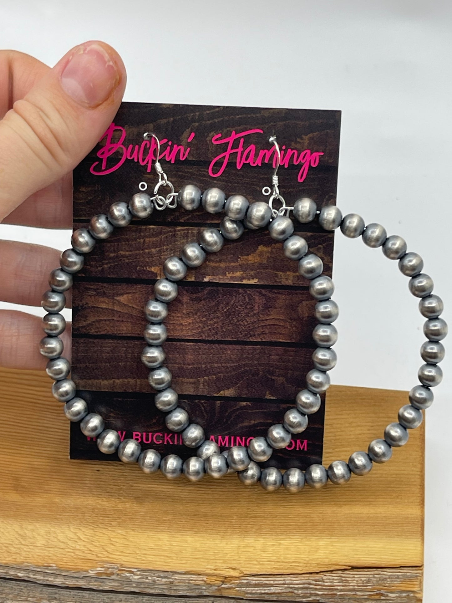 6mm Handmade Navajo Pearl Dangle Hoop Earrings by Isabelle John, Navajo