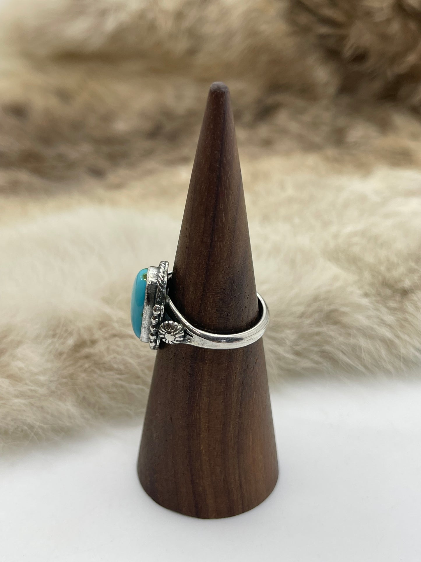 8.0 Sonoran Gold Turquoise Ring by Samuel Yellowhorse, Navajo