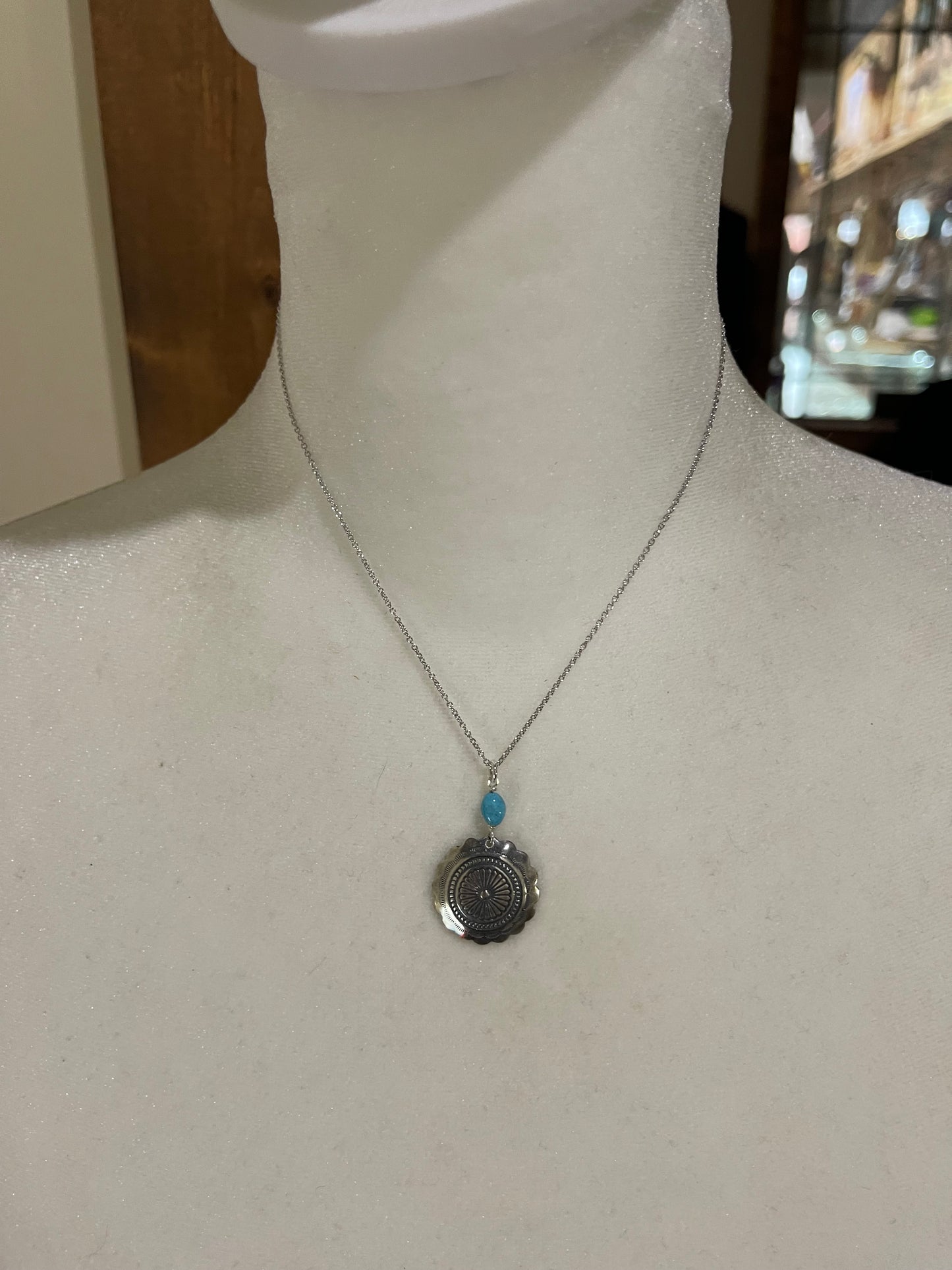 16" Concho with Turquoise Necklace