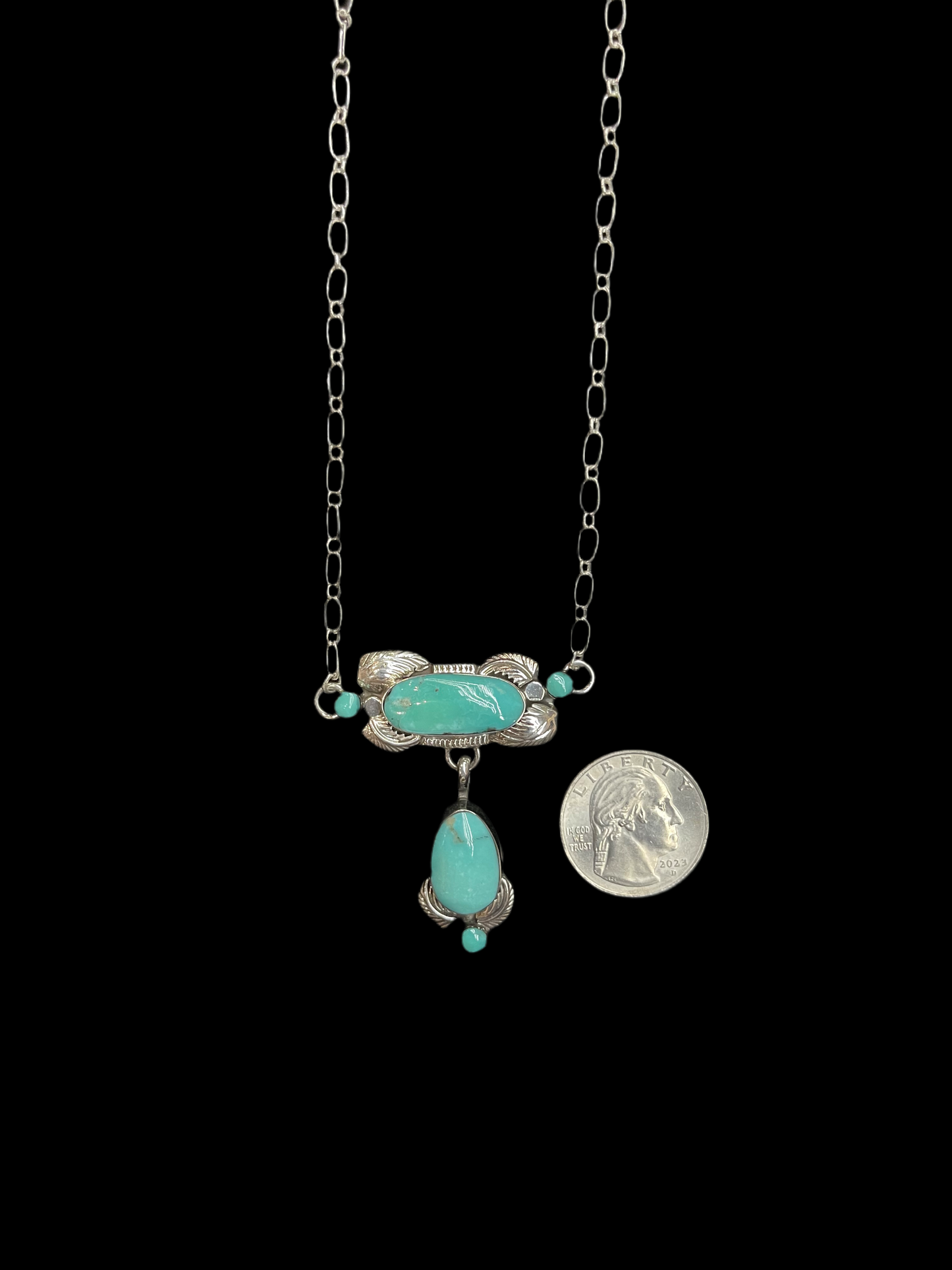 Turquoise Drop Necklace by Emerson Delgarito, Navajo