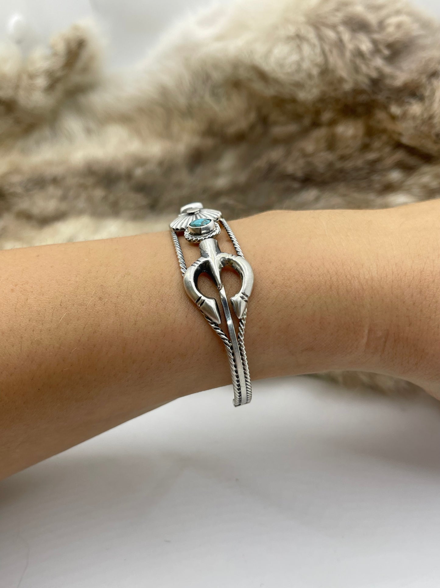 6”-7” Cuff with Naja & Concho & Turquoise by Bobby Platero, Navajo