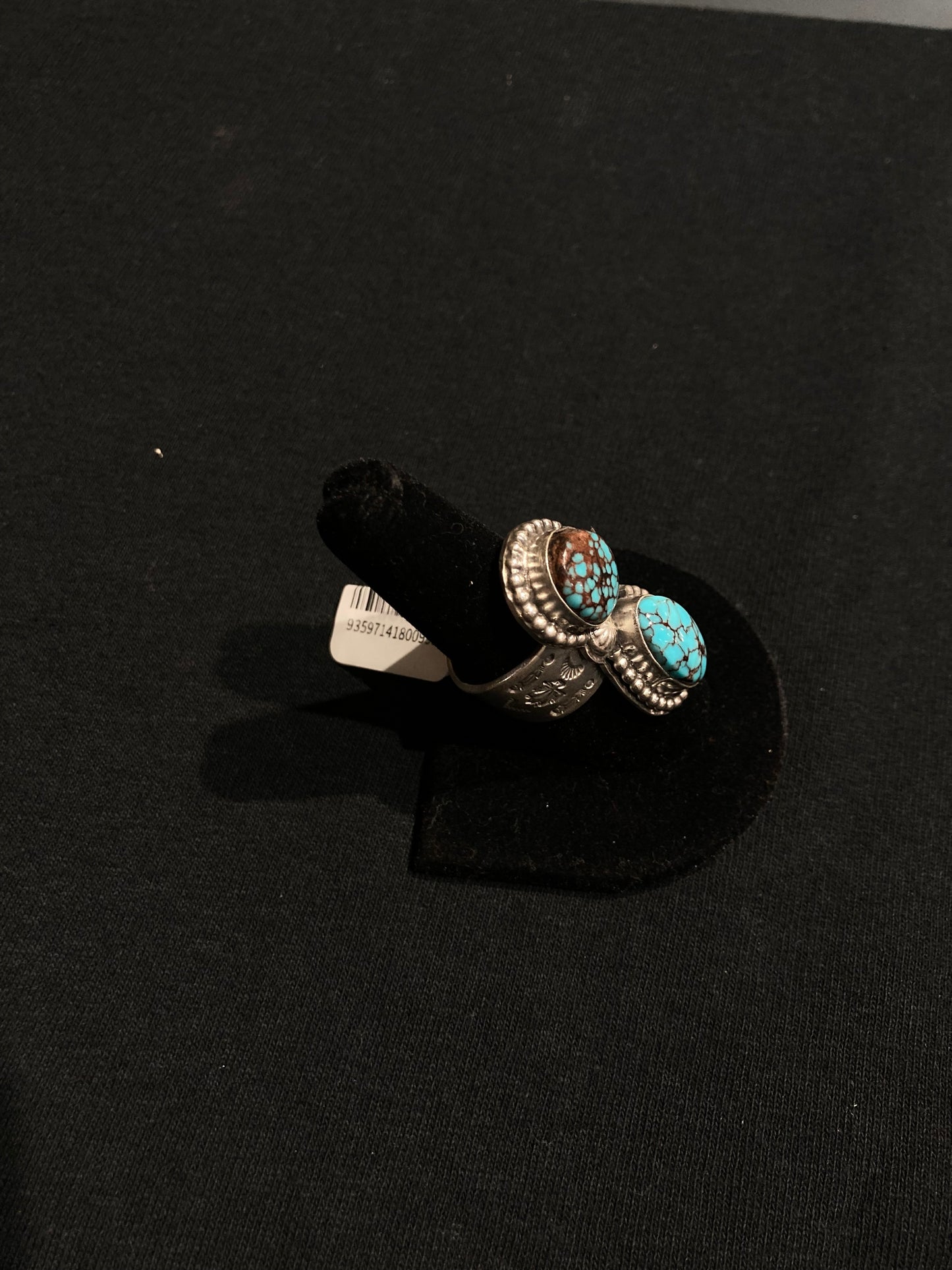 7.5 2 Stone Egyptian Turquoise Ring by Boyd Ashley, Navajo