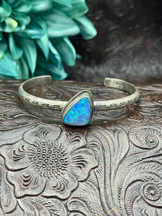 5.75" - 7.25" Opal Single Stone Cuff