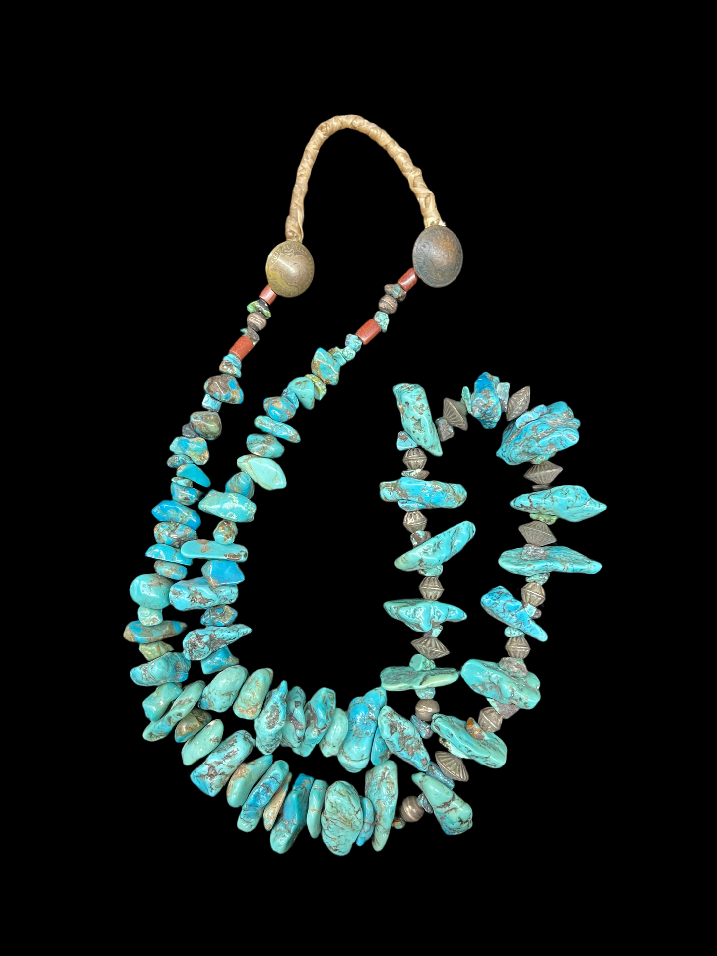 Handmade Sinew Strung Turquoise Nugget Necklace