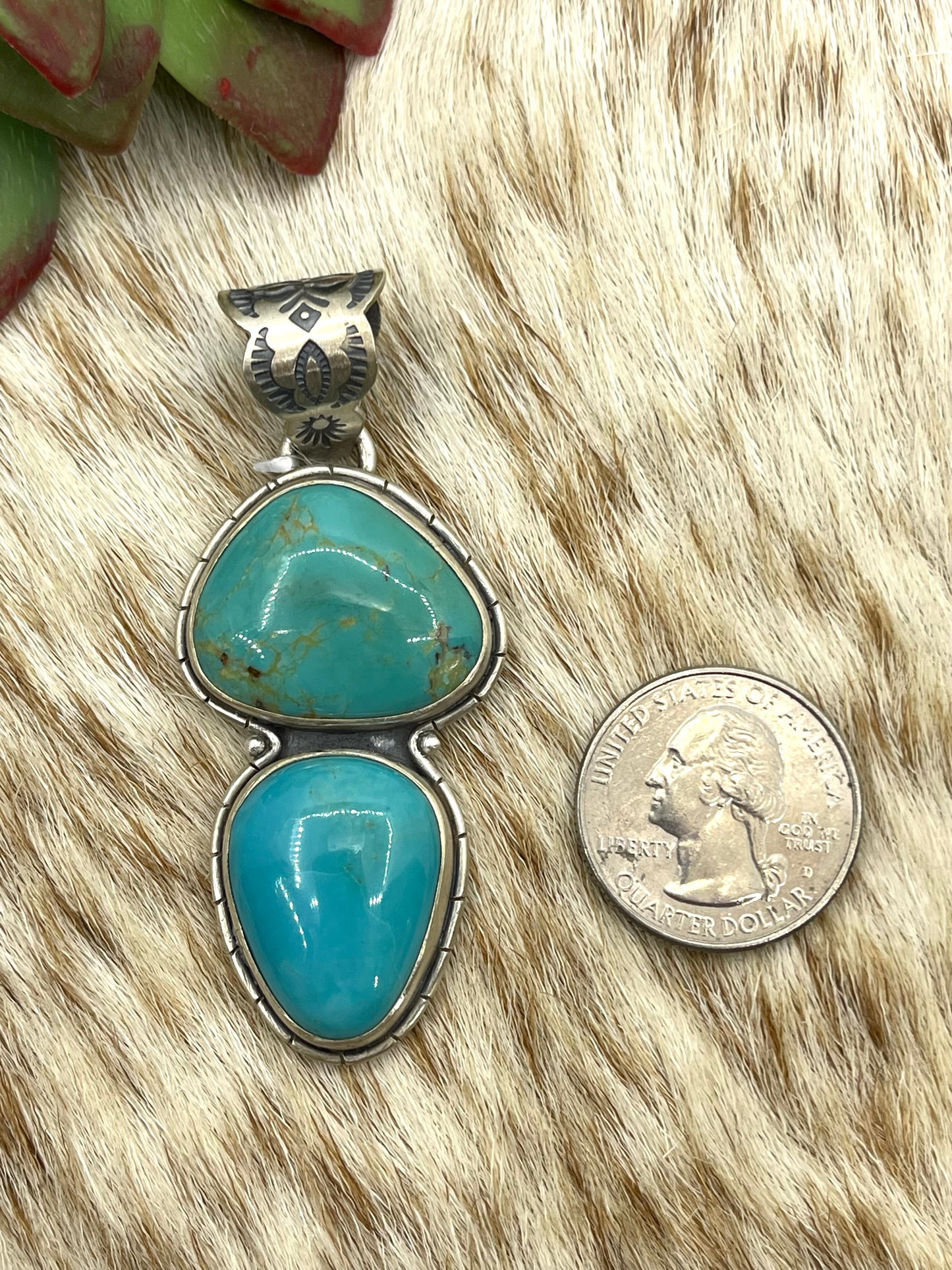 2 Stone Turquoise Pendant