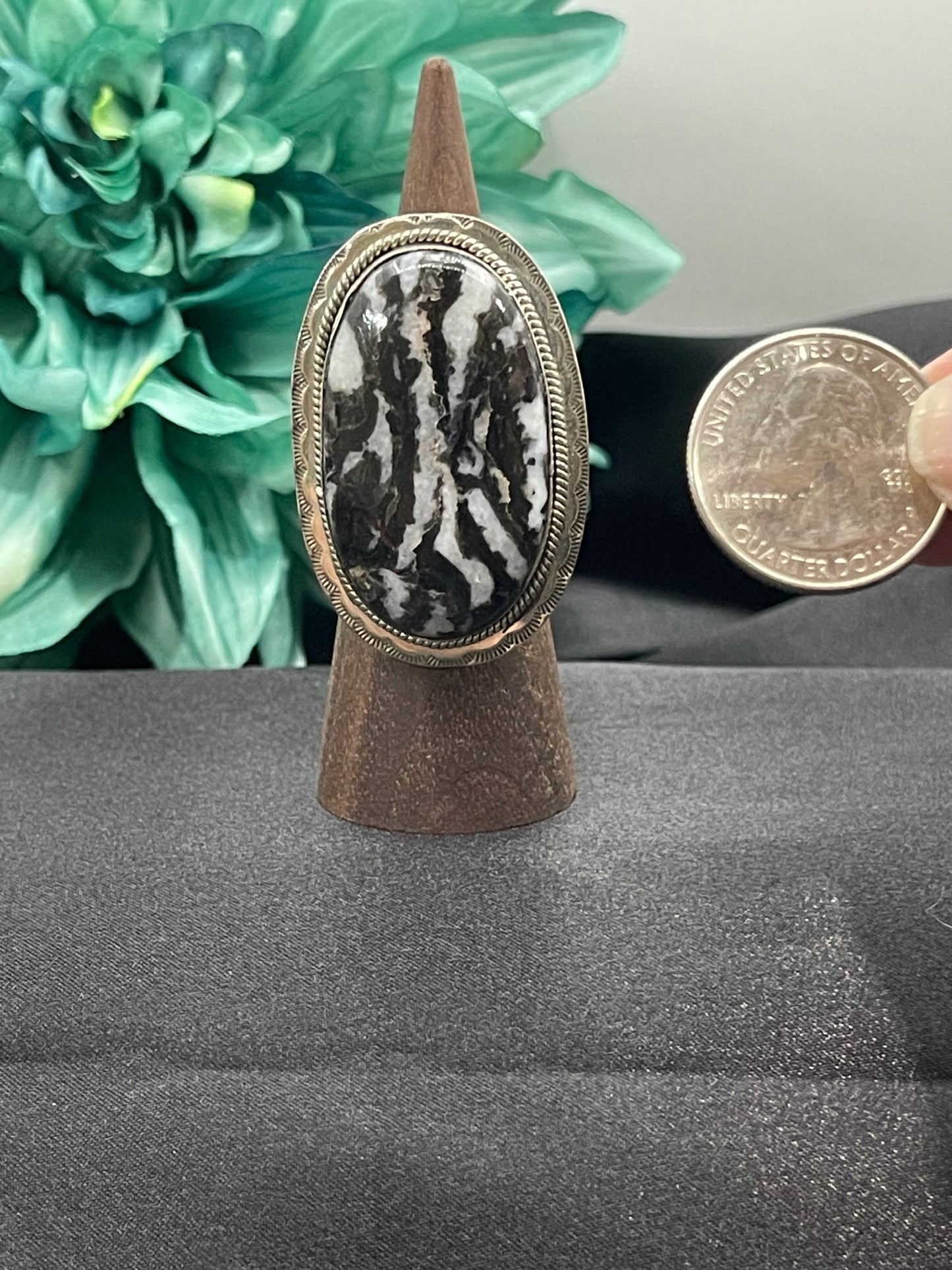 Adjustable Zebra Jasper Ring