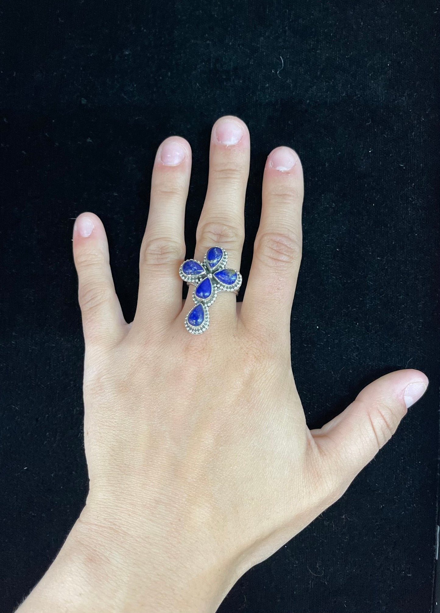 Lapis Cross Ring