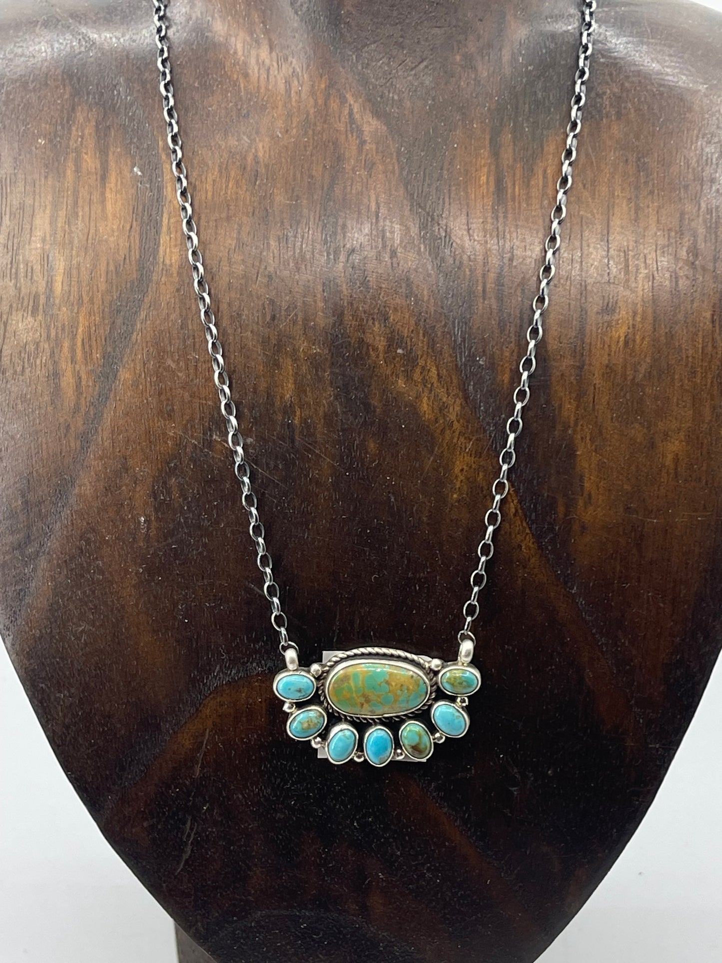 16" Turquoise Half Cluster Necklace by Geraldine James, Navajo
