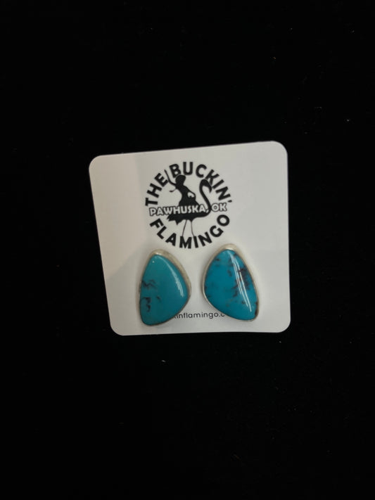 Redskin Turquoise Post Earrings by Clifton Davis, Navajo