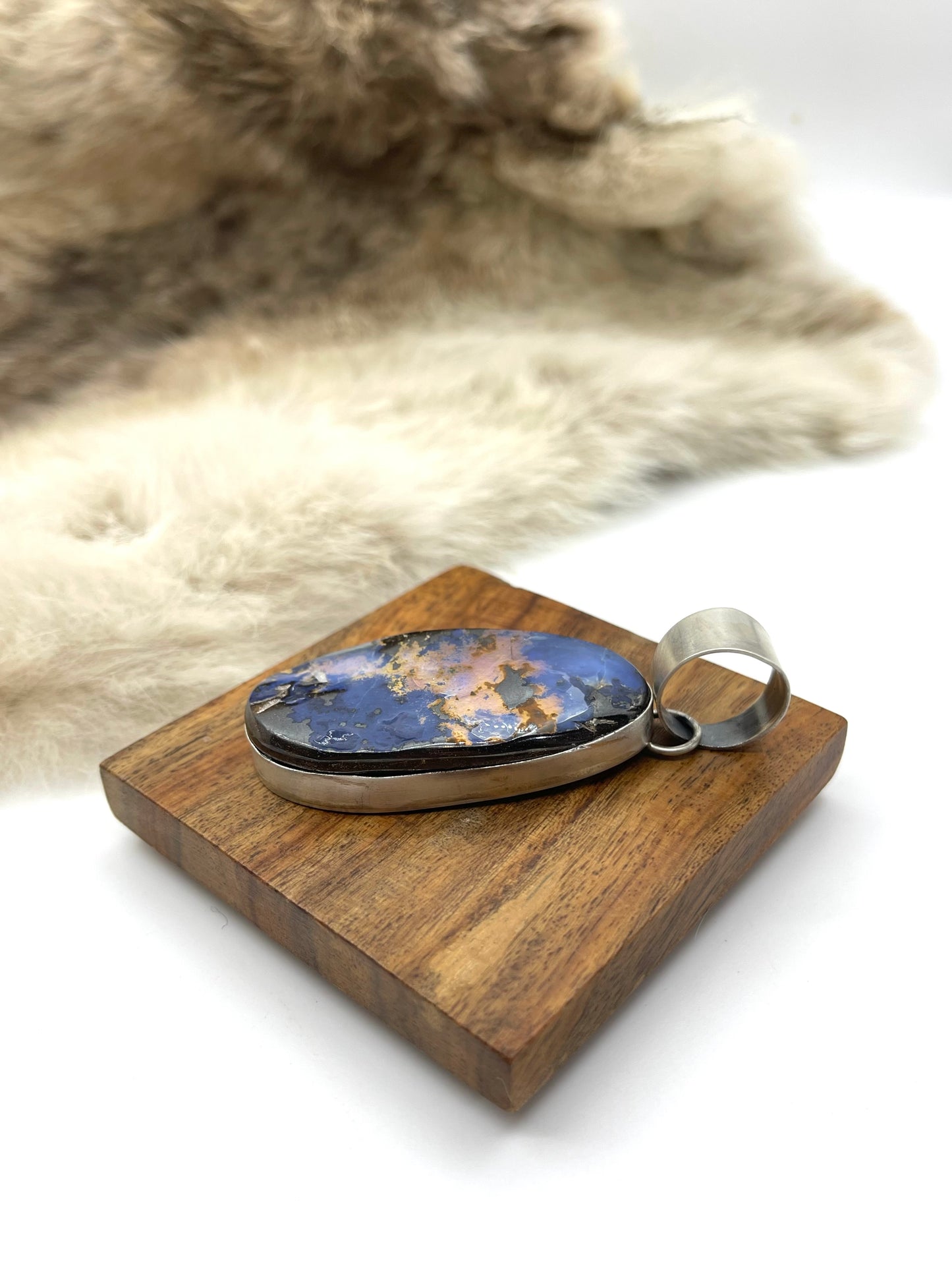 Natural Boulder Opal with 15mm bail by Harold Joe, Navajo