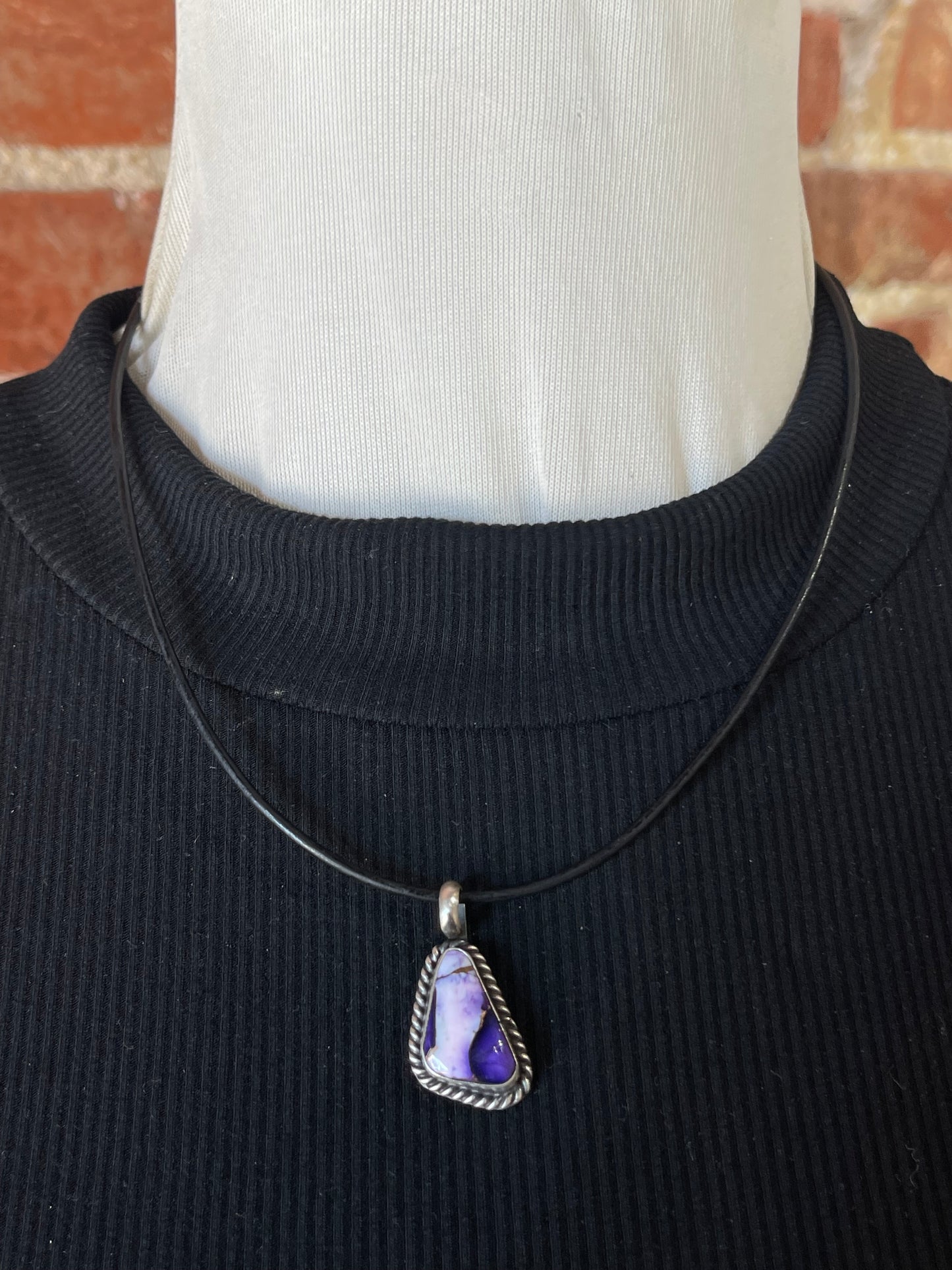 Lavendar Dahlia on Leather Necklace 18" 5mm Bale