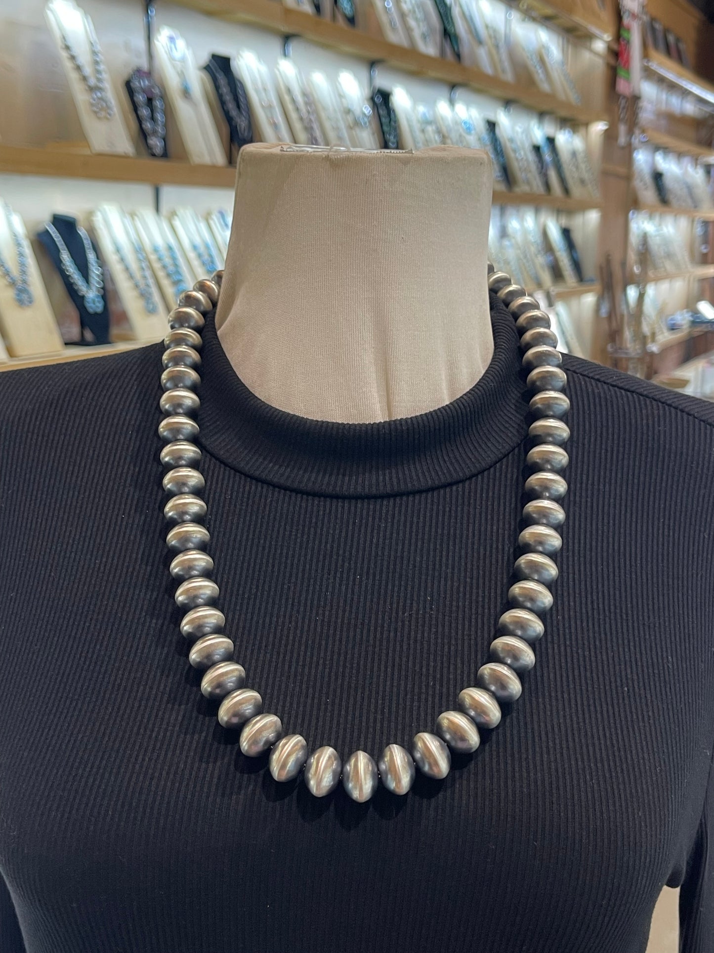 24" 15mm Handmade Navajo Pearls by Bryannen Halwood, Navajo