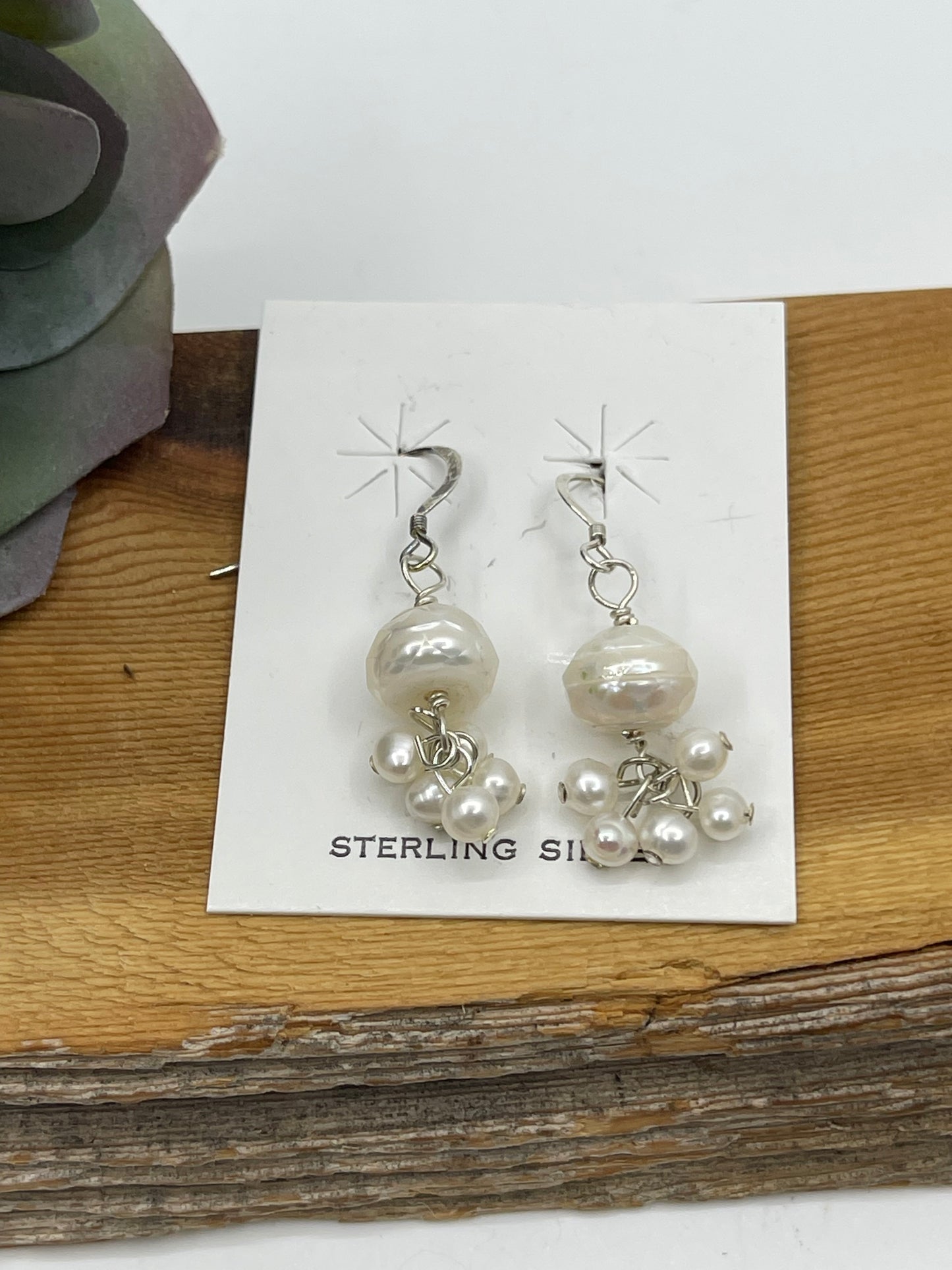 Faceted Freshwater Pearls Dangle Earrings