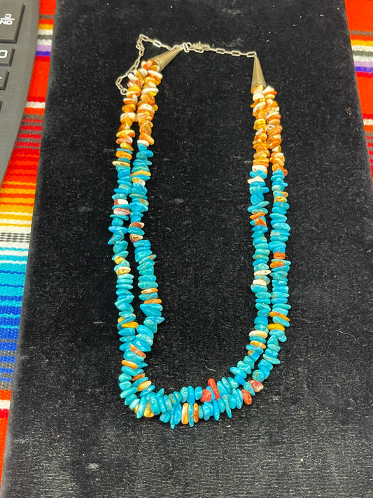 Turquoise and Spiny Oyster Shell Necklace 20"+ 6" extender